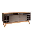 Rack Para Tv Stella 1.3 Cinza E Noce Com Adega