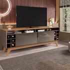 Rack Para Tv Stella 1.6 Cinza E Noce Com Adega