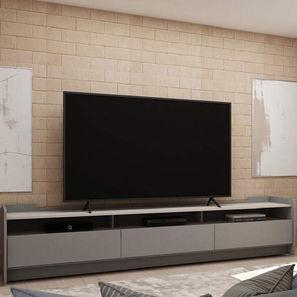 Rack Para Tv Sublime 220 Cinza Off White - Gelius
