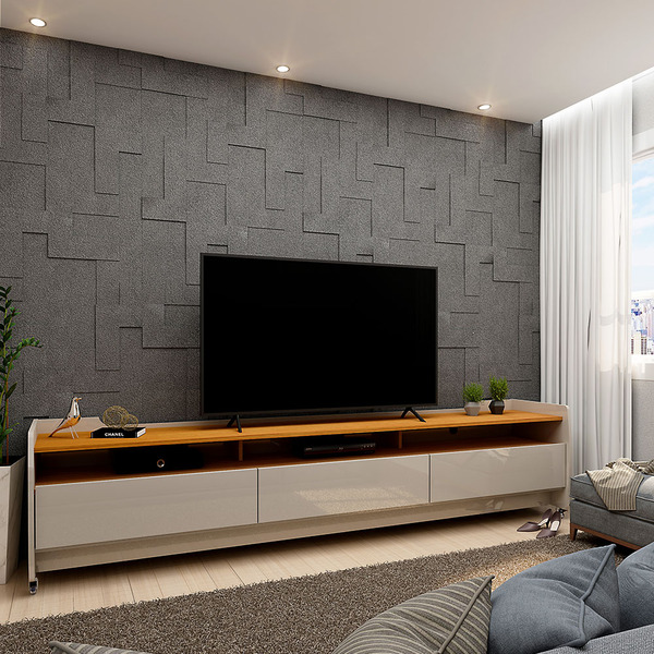 Rack Para Tv Sublime 220 Com Rodízios Off White Naturale - Ge