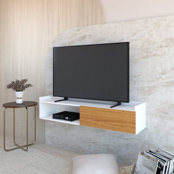 Rack Para Tv Suspenso Até 50 Polegadas Com 1 Porta E 1 Nicho