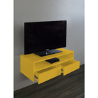 Rack Para Tv Suspenso Bancada Com Nicho E Gaveta Amarelo Laca