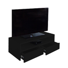 Rack Para Tv Suspenso Bancada Com Nicho E Gaveta Preto Laca