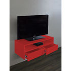 Rack Para Tv Suspenso Bancada Com Nicho E Gaveta Vermelho Laca