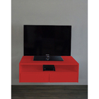 Rack Para Tv Suspenso Bancada Com Nicho E Gaveta Vermelho Laca
