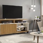 Rack Para Tv Topázio Ripado Cinamomo C/ Off White – Bechara M