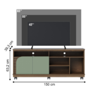 Rack Para Tvs 65" 2 Portas Nápoles Amendoa Hortelã