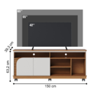 Rack Para Tvs 65" 2 Portas Nápoles Freijó Off White Matte