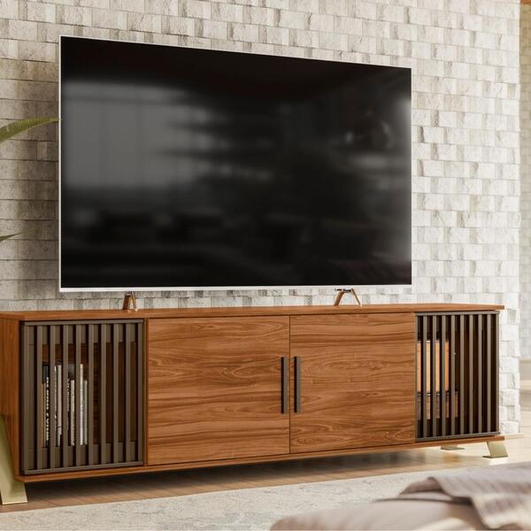 Rack Para Tvs 75 Polegadas Ripado Paris Cinamomo Mel | Leroy Merlin