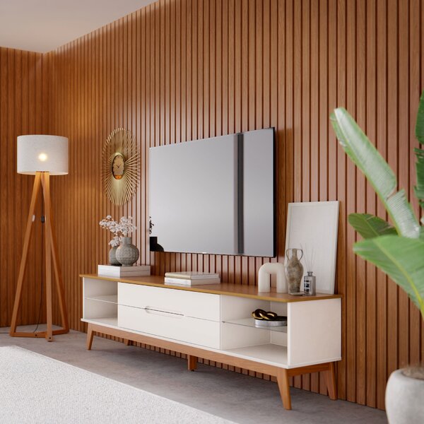 Rack Para Tvs Até 65 Polegadas 181cm 2 Gavetas 4 Nichos Tebar