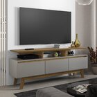 Rack Para Tvs Até 65 Polegadas 3 Portas Pés Em Madeira Maciça