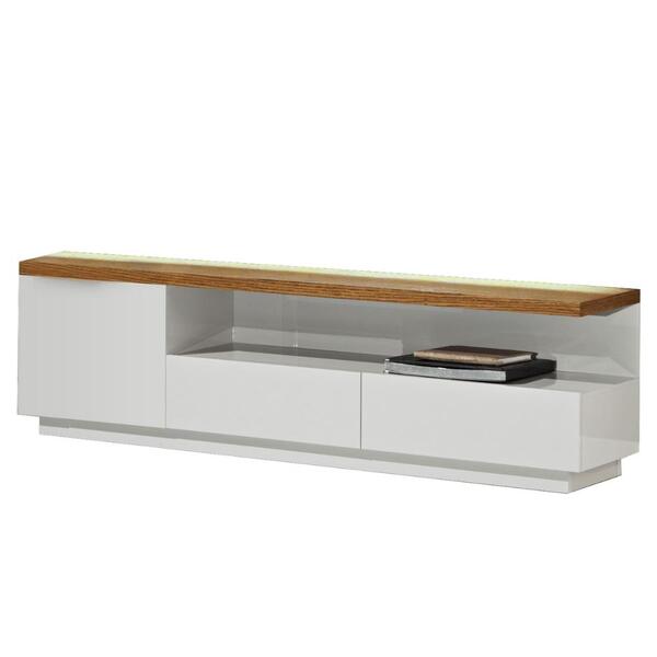 Rack Praga Univ 180 Cm Laca Cinza Claro Off White Brilhante C