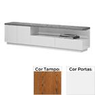 Rack Praga Univ 220 Cm Laca Branca Brilhante Com Carvalho Mel