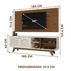 Rack Retro Com Painel 50 Polegadas Freijó Off White Zara E To