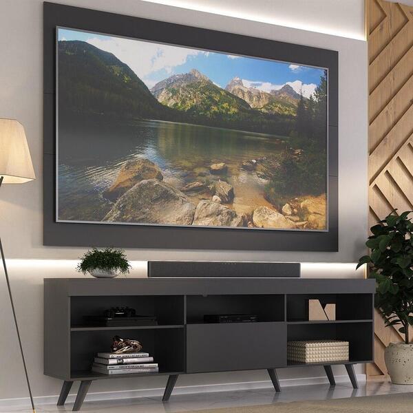 Rack Retrô Com Painel E Suporte Tv 75" Web Multimóveis Mp1047