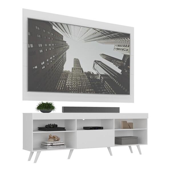 Rack Retrô Com Painel E Suporte Tv 75" Web Multimóveis V1047