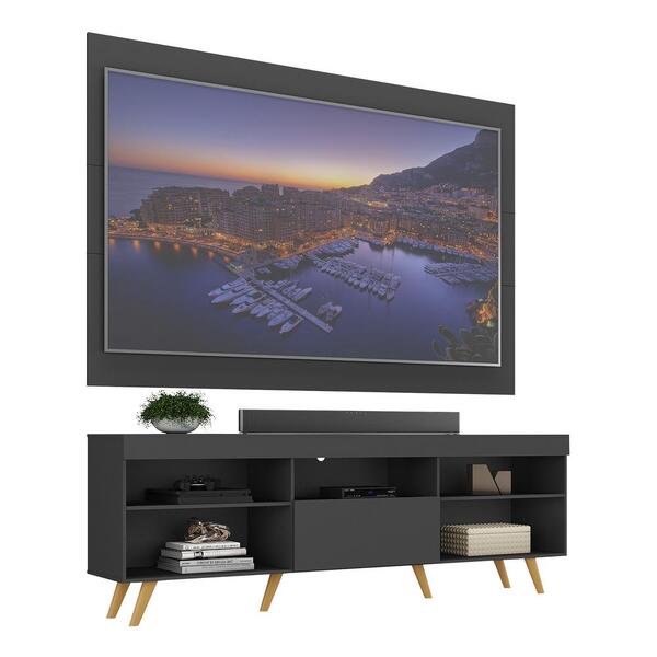 Rack Retrô Com Painel E Suporte Tv 75" Web Multimóveis V1047