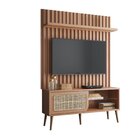 Rack Retrô Com Painel Para Tv 55 Polegadas Ripado Com Led 100