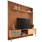 Rack Retrô Com Painel Para Tv 75 Polegadas Ripado 100% Mdf Po
