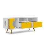 Rack Retrô Pet Angora Branco E Amarelo 136 Cm