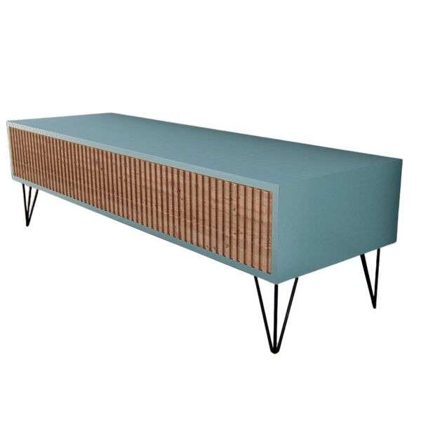 Rack Retrô Ripado Em Pinus Com Verde Mint E Hairpin Legs Leroy Merlin