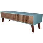 Rack Retrô Ripado Em Pinus Com Verde Mint Mdf E Pés Palito