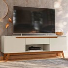 Rack Retro Tóquio 2 Portas 1 Gaveta Off White - Olivar Móveis