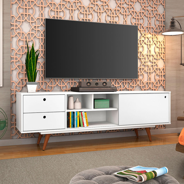 Rack Retro Tv 60 Polegadas 85 Com Gavetas Branco