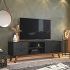 Rack Retro Tv 60 Polegadas Lubeck 85 Preto