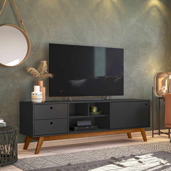 Rack Retro Tv 60 Polegadas Lubeck 85 Preto