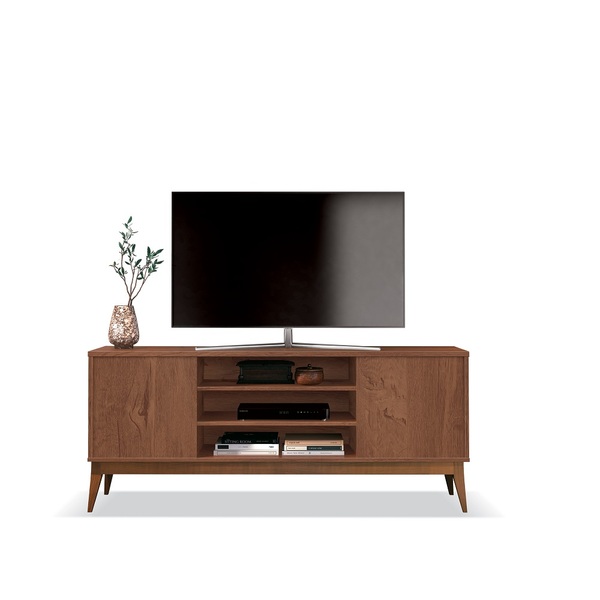 Rack Retrô Vintage 1,60m Tv 60 Polegadas 2 Portas 3 Nichos Ti