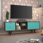 Rack Retrô Weimar Rustick Carvalho E Turquesa 160 Cm