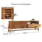 Rack Ripado 145 Cm Madeira Sala Pés Altos Tv 65 Portas Desliz