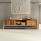 Rack Ripado 180 Cm Madeira Tv 75 2 Portas Correr Freijo Adamo