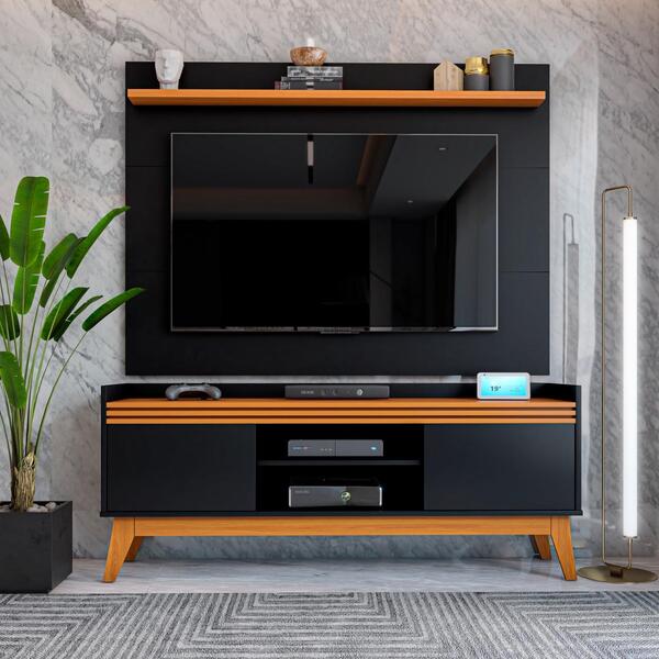 Rack Ripado 2 Portas Com Painel Para Tv 50 Polegadas Astúrias