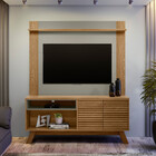 Rack Ripado Camboriú Com Painel Tulum Para Tv 55 Polegadas Li