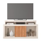 Rack Ripado Para Tv Até 55 Polegadas Frost Off White/freijó