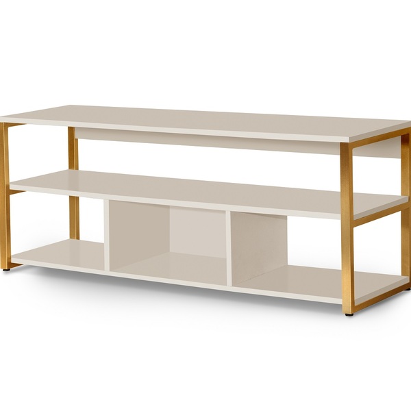 Rack Roma Linha Alta Estilo Industrial Off White Dourado