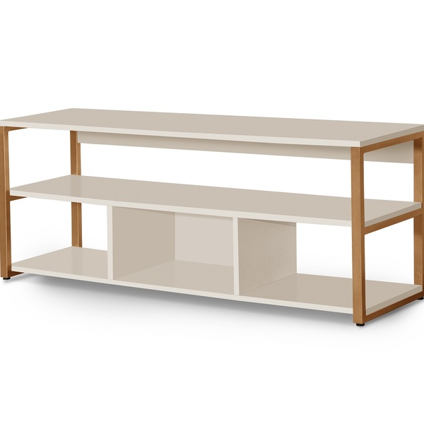 Rack Roma P/ Tv Estrutura Metalica Tv Até 50" Cor:off White