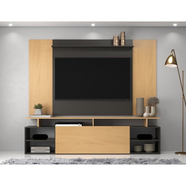 Rack Roma Tv 75 Polegadas Moderno Grafite / Nogal Dourado