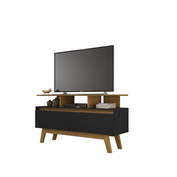 Rack Rubi 1.2 Cinamomo/preto Fosco – Bechara Móveis