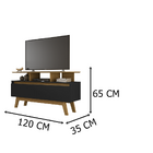 Rack Rubi 1.2 Cinamomo/preto Fosco – Bechara Móveis