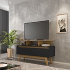 Rack Rubi 1.2 Cinamomo/preto Fosco – Bechara Móveis