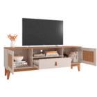 Rack Sala De Estar 160cm Com 2 Portas E 1 Gaveta Puxador De C