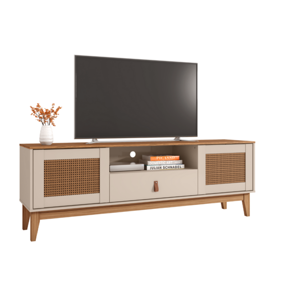 Rack Sala De Estar 160cm Com 2 Portas E 1 Gaveta Puxador De C