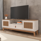 Rack Sala De Estar 160cm Com 2 Portas E 1 Gaveta Puxador De C