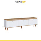 Rack Sala De Estar Branco Retrô Para Tv Até 60 Pol Com Pés Pa