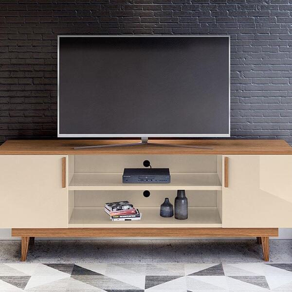 Rack Sala Easy Para Tv Até 60 Polegadas Com Pés De Madeira