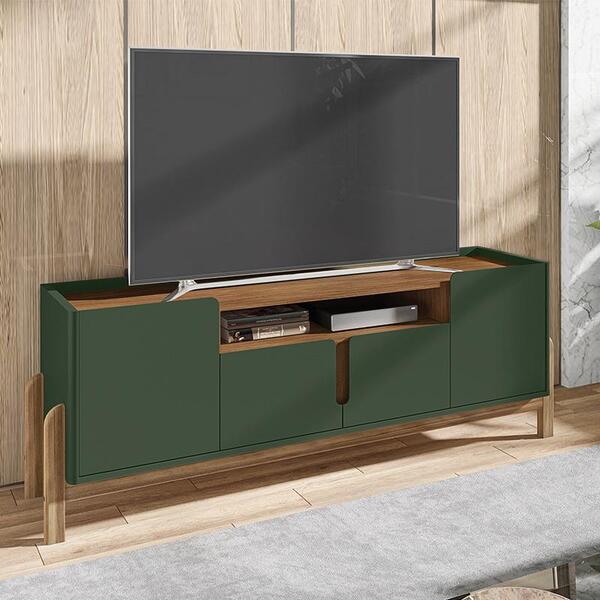 Rack Sala Lizz 190 Com 4 Portas Soft-close E Pés De Madeira