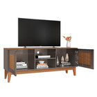 Rack Sala Para Tvs 55 Pol. Pés De Madeira Jam Babus - Cinza P